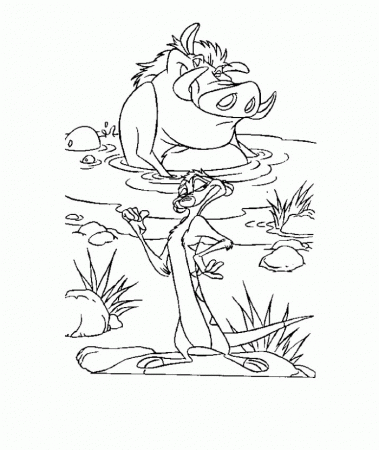 Pumbaa and Timon Free Coloring Page | Kids Coloring Page