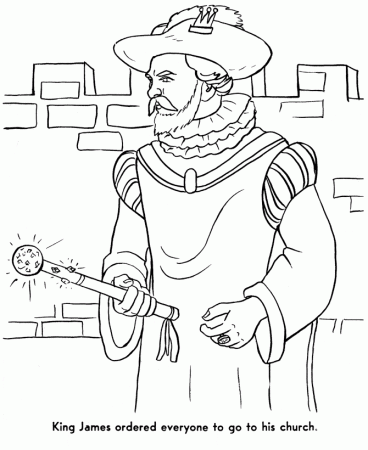 The Pilgrims Coloring pages: King James and the Church of England 