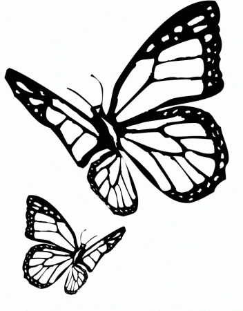 Two Butterfly Dark Coloring For Kids - Butterfly Cartoon Coloring 