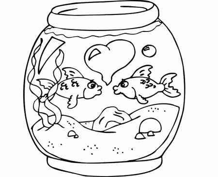 Colour Drawing Free Wallpaper: Fish Bowl Coloring Drawing Free 