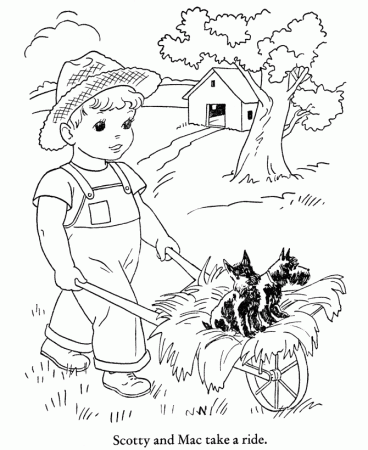 Fall Coloring Pages - Kids Hay ride Coloring Page Sheets of the 