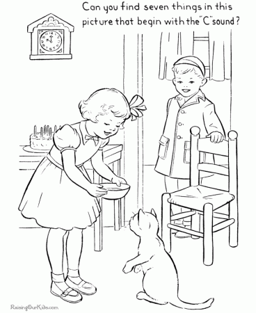 Free Printable Kids Coloring Page of Kittens