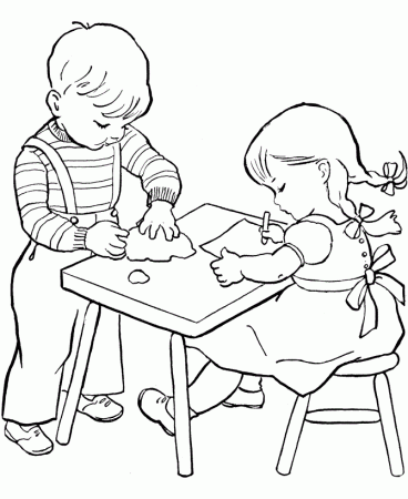 Child working at school coloring ~ Child Coloring