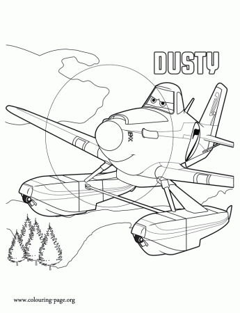 Planes 2 - Dusty, a racing plane coloring page