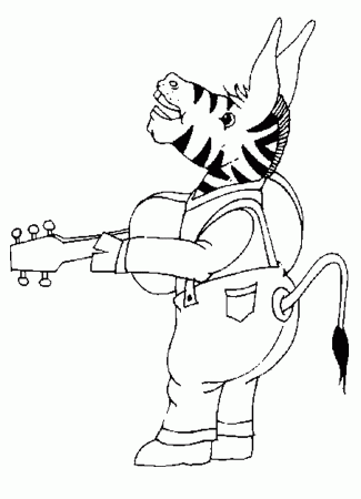 Zebra Playing the Guitar coloring sheet