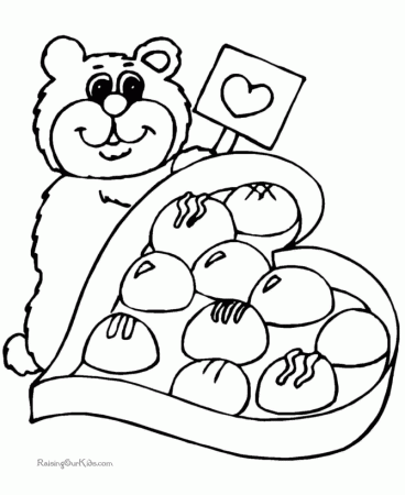 Valentine Day Bear Coloring Page - 009