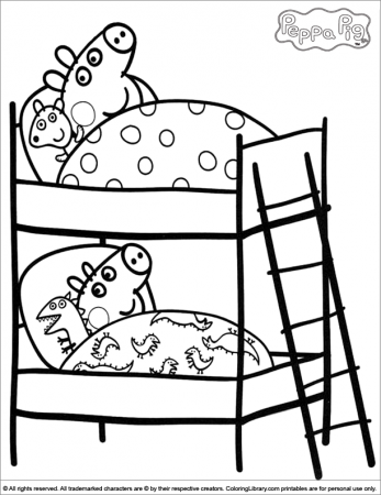 Peppa and George on their beds - Peppa Pig coloring pictures