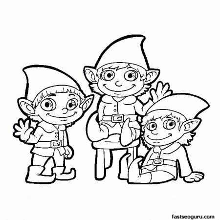 Christmas Elf Waves To Children Coloring Pages Print Out