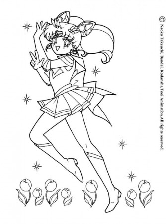 SAILOR MOON coloring pages - Sailor Moon in the middle of flowers