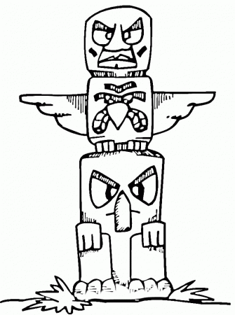 Hawaii Totem Poles Coloring Sheet