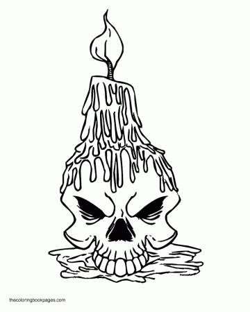 Skull and Candle - Skull Coloring Pages
