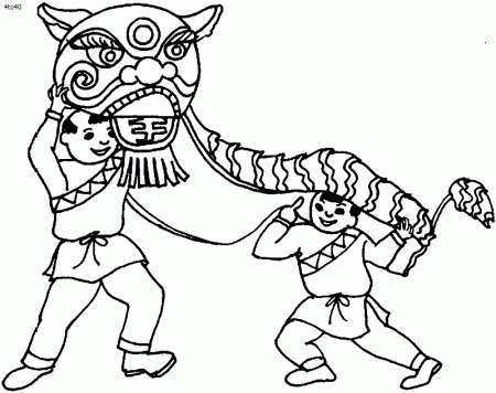 China Lion Dance Coloring Book, China Lion Dance Coloring Pages 