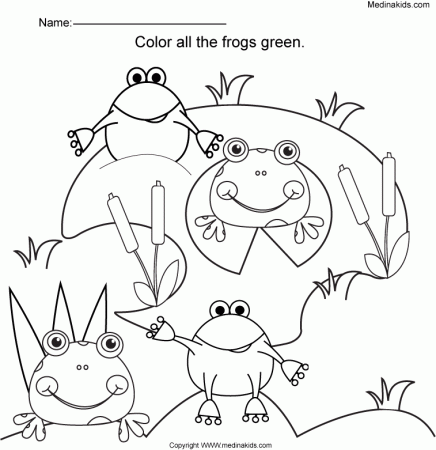 medinakids color all the frogs green worksheet
