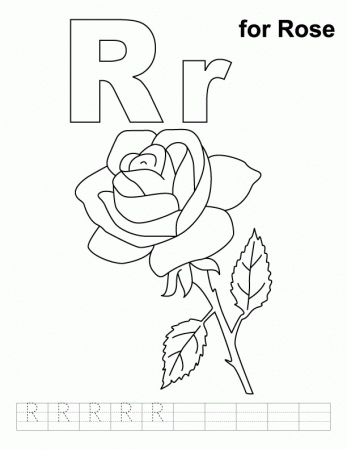 R for rose coloring page with handwriting practice | Download Free 