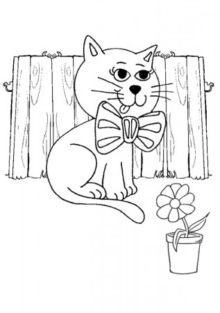 Cat colouring page | Activities | Kidspot