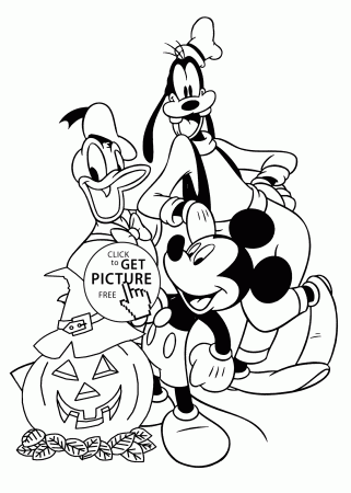 Halloween Disney characters coloring page for kids, printable free ...