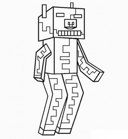 Minecraft Zombie Pig Coloring Page - Free Printable Coloring Pages for Kids