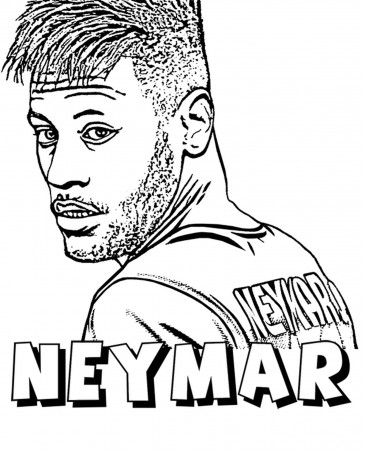Footballer Neymar Psg With Name Coloring Page (FREE DOWNLOAD)