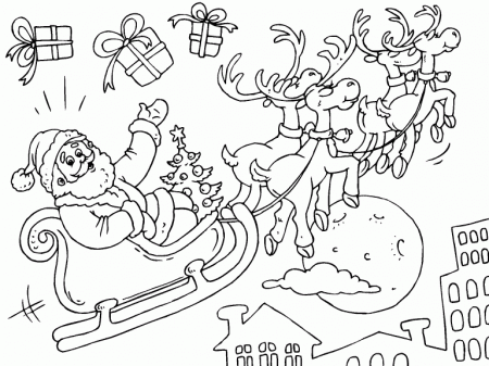 Santa in his Sleigh coloring page - Coloring Pages 4 U