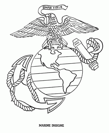 USA-Printables: Armed Forces Day Coloring Pages - US Marine Insigne -  American Armed Forces Coloring pages and sheets