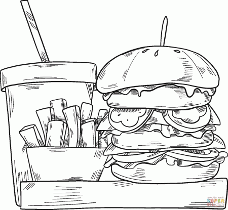 Hamburger Set coloring page | Free Printable Coloring Pages