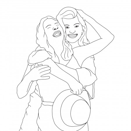 Coloring Pages - two girls having a happy time, best friends forever,  3333149 Vector Art at Vecteezy