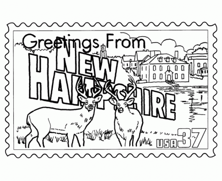 USA-Printables: New Hampshire State Stamp - US States Coloring Pages