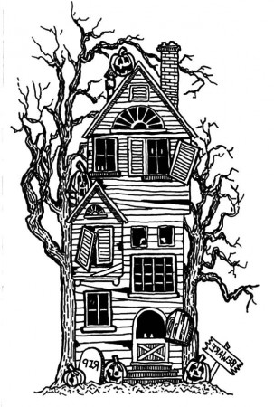 Cartoon Haunted House Coloring Pages: Cartoon Haunted House ...
