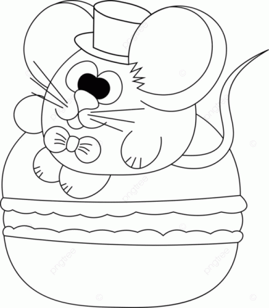 Cute Mouse And Macaron In Black And White, Mouse Drawing, Macaron Drawing,  Toy PNG and Vector with Transparent Background for Free Download