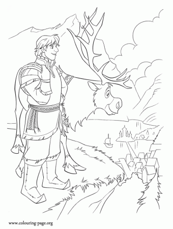 Frozen - Kristoff and Sven going to Arendelle coloring page