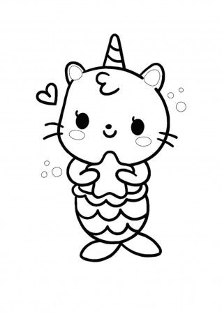Download Mermaid Unicorn Cat Coloring Pictures | Wallpapers.com