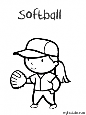 Softball Coloring Page - Coloring Pages for Kids and for Adults