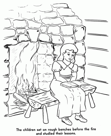 Colonial School Teacher Coloring Page - Coloring Pages For All Ages