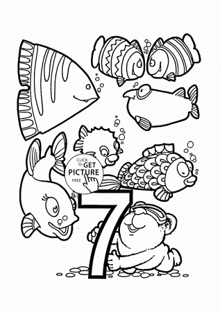 Number 7 coloring pages for preschoolers, counting numbers ...