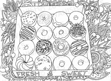donuts doughnuts adult coloring page gift wall art by Kawanish ...