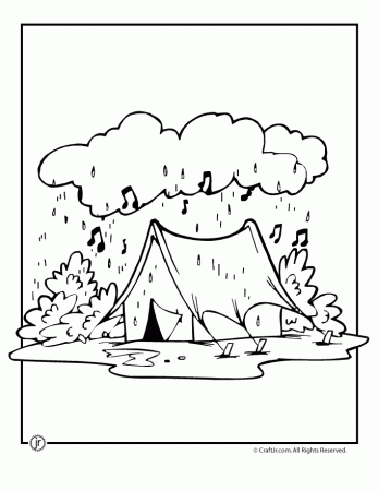 Rainy Day Camping Coloring Page | Craft Jr.
