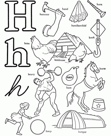 ABC Words Coloring Pages – Letter H – Hammer | Free Coloring Pages