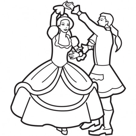 Princess and prince dancing coloring page | coloring pages