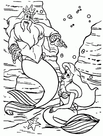 Triton Mad at Ariel Coloring Page | Kids Coloring Page