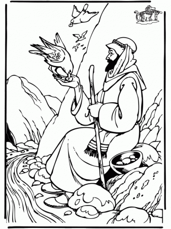 Elijah being fed by ravens | Catholic Kids Coloring Pages