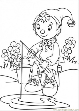 Coloring Pages Noddy Is Fishing (Cartoons > Noddy) - free 