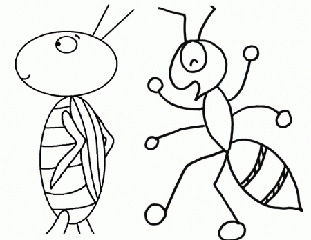 Grasshopper Coloring Page : Cartoon Grasshopper Coloring Book 