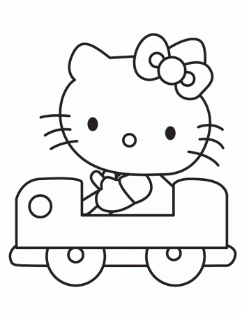 Sanrio Hello Kitty Driving Car Coloring Page | Free Printable 