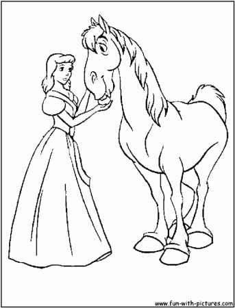 Princess Cinderella and his horse Coloring Pages | Coloring Pages