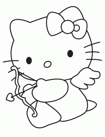 Hello Kitty Cupid For Valentines Day Coloring Page | Free 