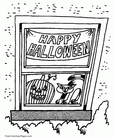 Coloring pictures - Happy Halloween Window