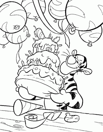 Tigger Birthday Cake | Disney Coloring Pages
