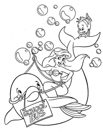 Ariel The Little Mermaid Go To School With Flounder « Coloring 