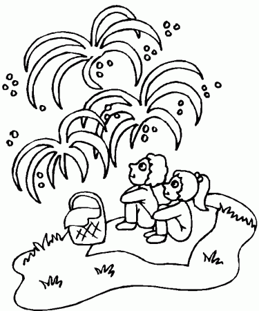 th of july couple watching fireworks coloring page