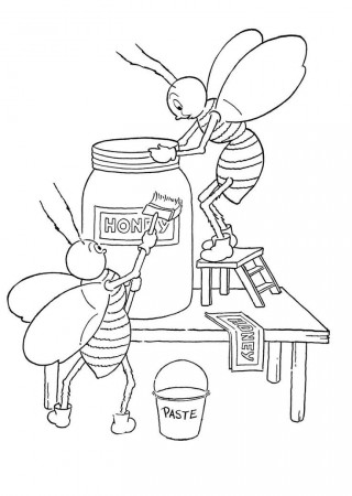 Kids Printable - Honey Bees Coloring Page